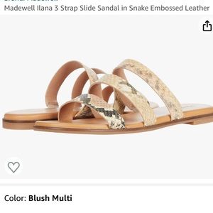 NWOT Madewell Ilana 3 Strap Slide Sandal in Snake Embossed Leather